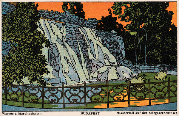 Nr 450 Budapest Wasserfall auf der Margarethen Insel 1911