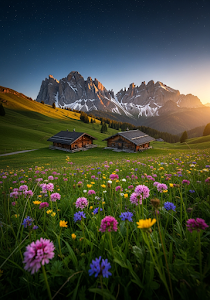 Alpine Meadow Cabins at Sunset