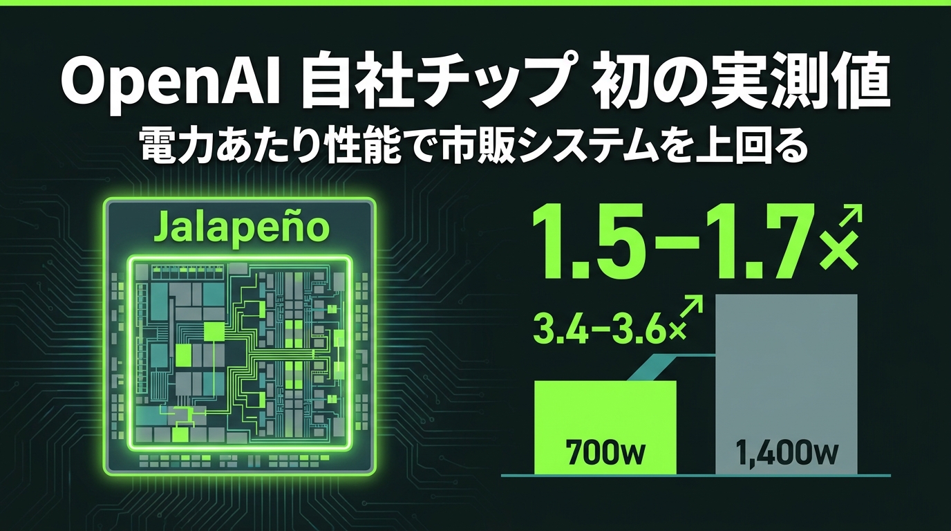 NVIDIA決算の前日に、OpenAIが自社チップの「実測値」を公開 — Jalapeño、GB300比で電力あたり1.7倍・遅延3.6倍。年内に自社インフラへ投入
