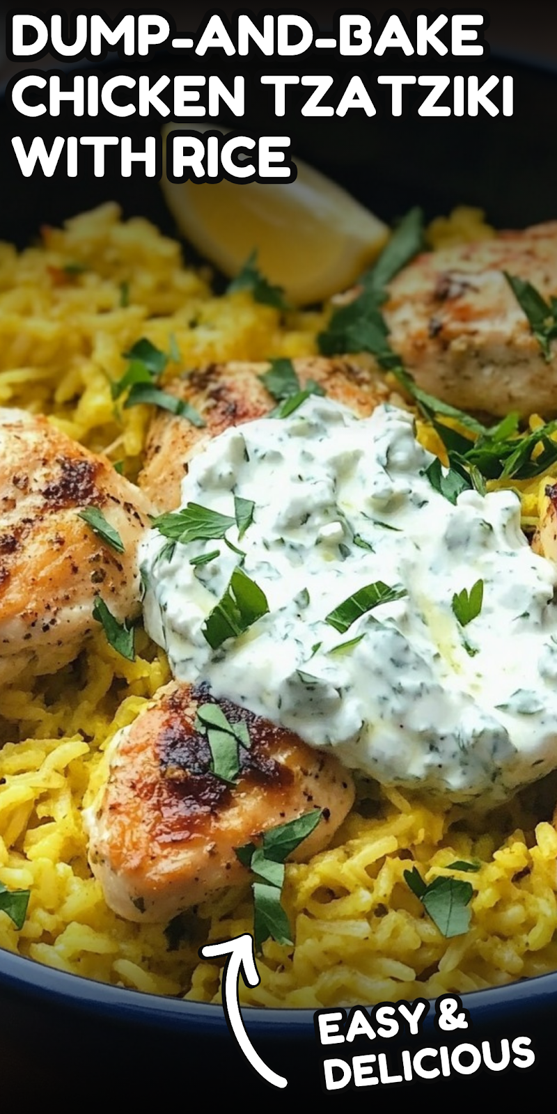 Dump-and-Bake Chicken Tzatziki with Rice