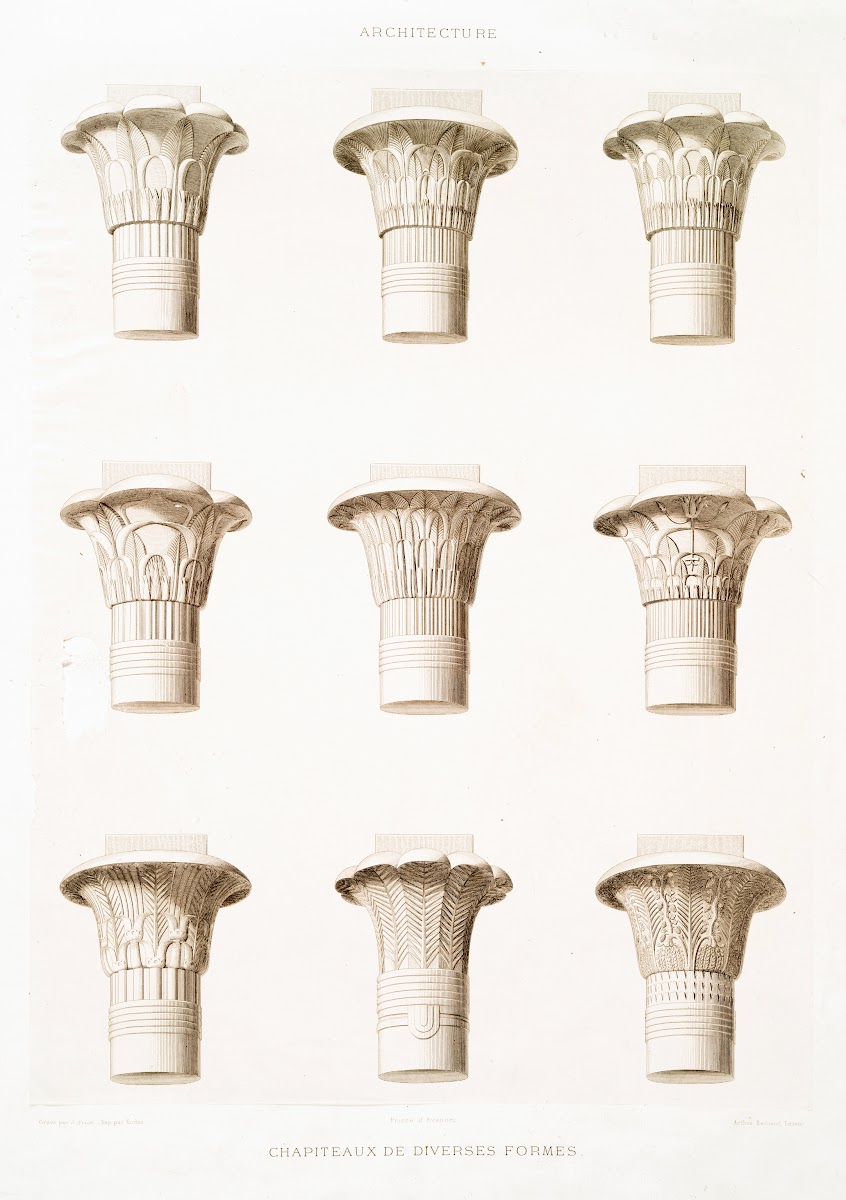 Architecture chapiteaux de diverses formes 1878
