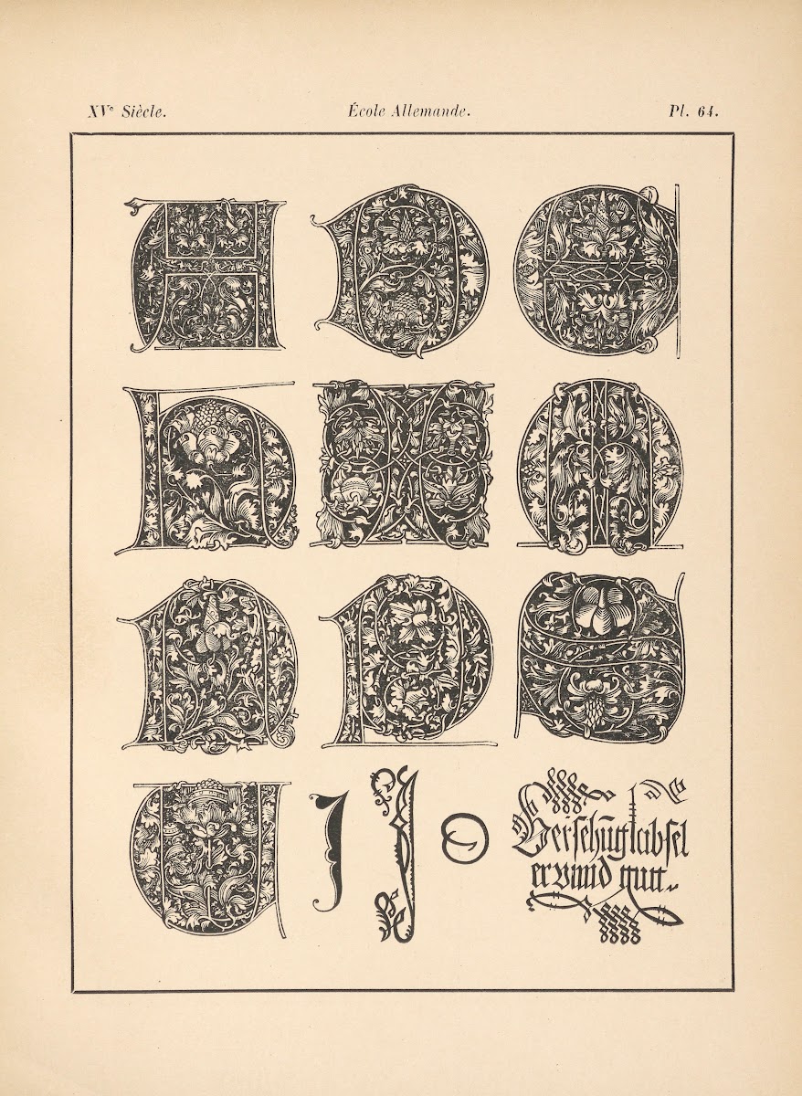 École Allemande  Lettres onciales tirées dun missel imprimé à Nuremberg 1895