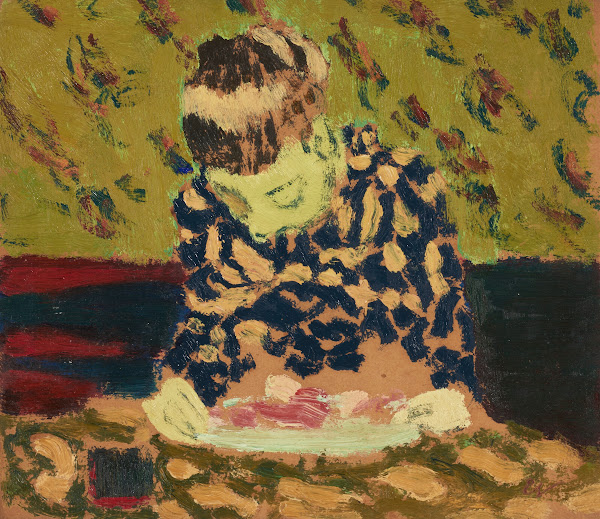 Marie penchée sur son ouvrage circa 1891