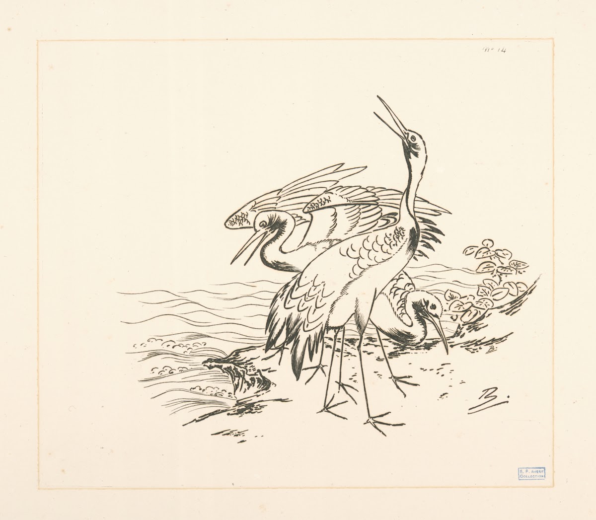Trois grues au bord de la mer 1866   1878