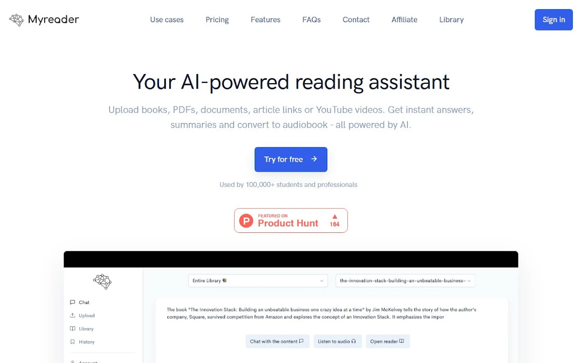 Captura de Myreader AI