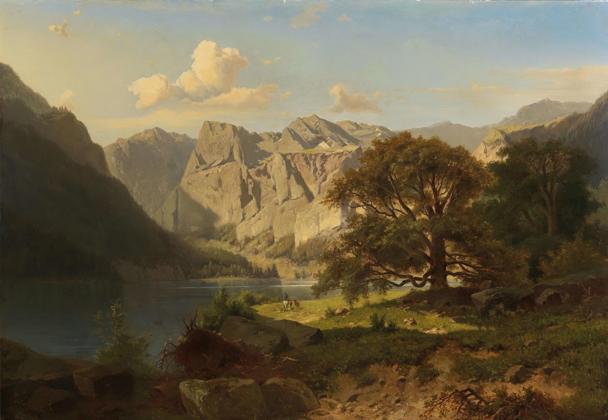 A Mountain Lake With Shepherds