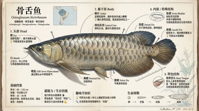 Diseño infográfico sobre conocimientos de peces de nivel museístico