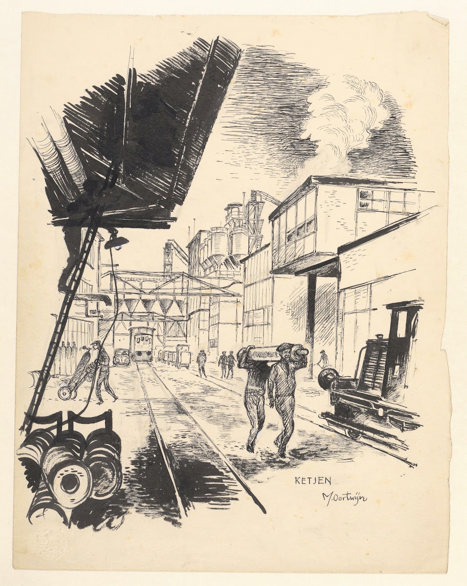Exterieur van zwavelzuurfabriek Ketjen 1945 1960