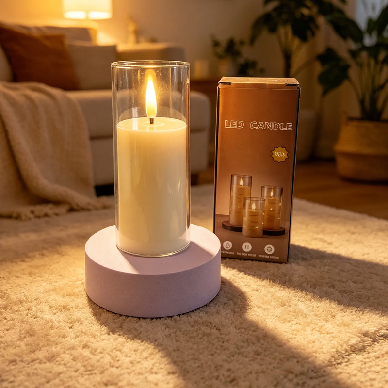 LED-Echtwachs-Optik Kerzenset, 3-teilig