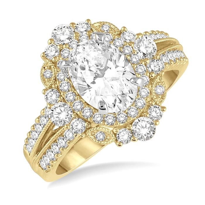 Oval Shape Semi-Mount Halo Diamond Engagement Ring 208H2DHFVYW-SM