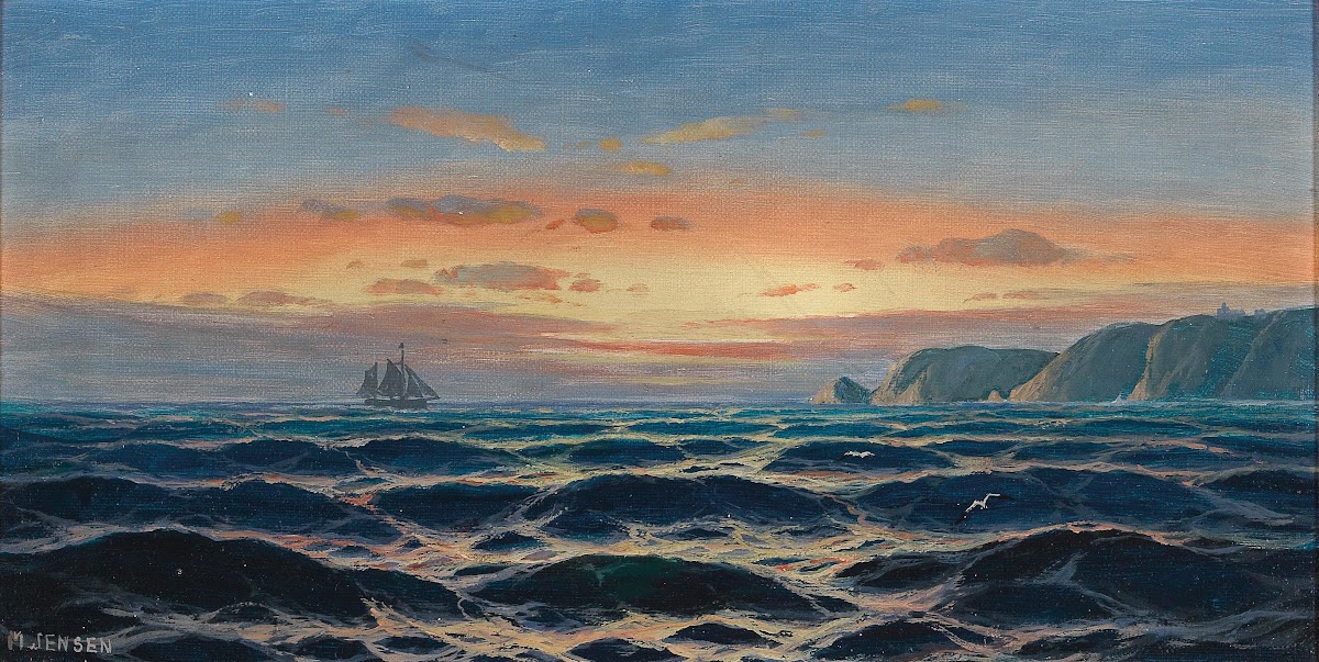 Sailing Ship By The Coast In The Evening Light