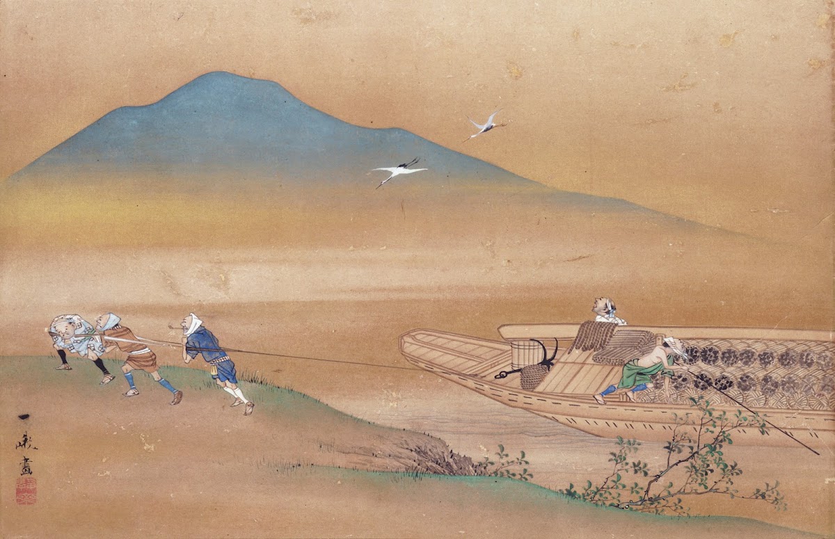 Five Figures Pulling A Boat First Half 19th Century