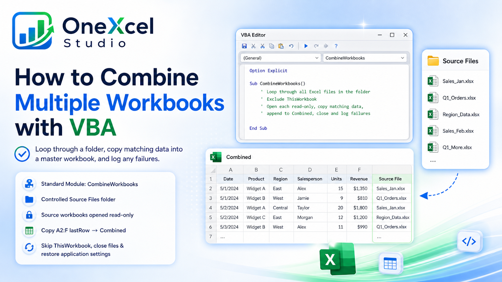 Excel VBA workflow combining multiple workbooks into one master workbook