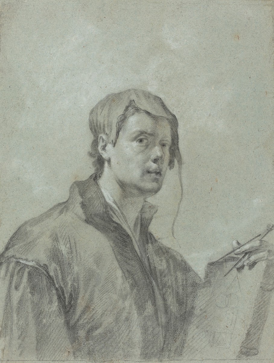 An Artist Holding a Book and Compass