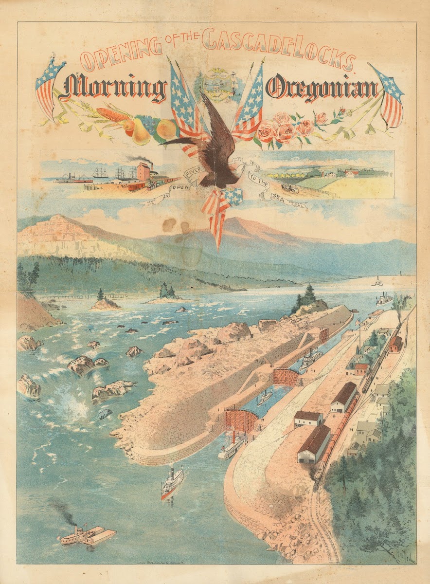 Opening Of The Cascade Locks Morning Oregonian An Open River To The Sea 1896