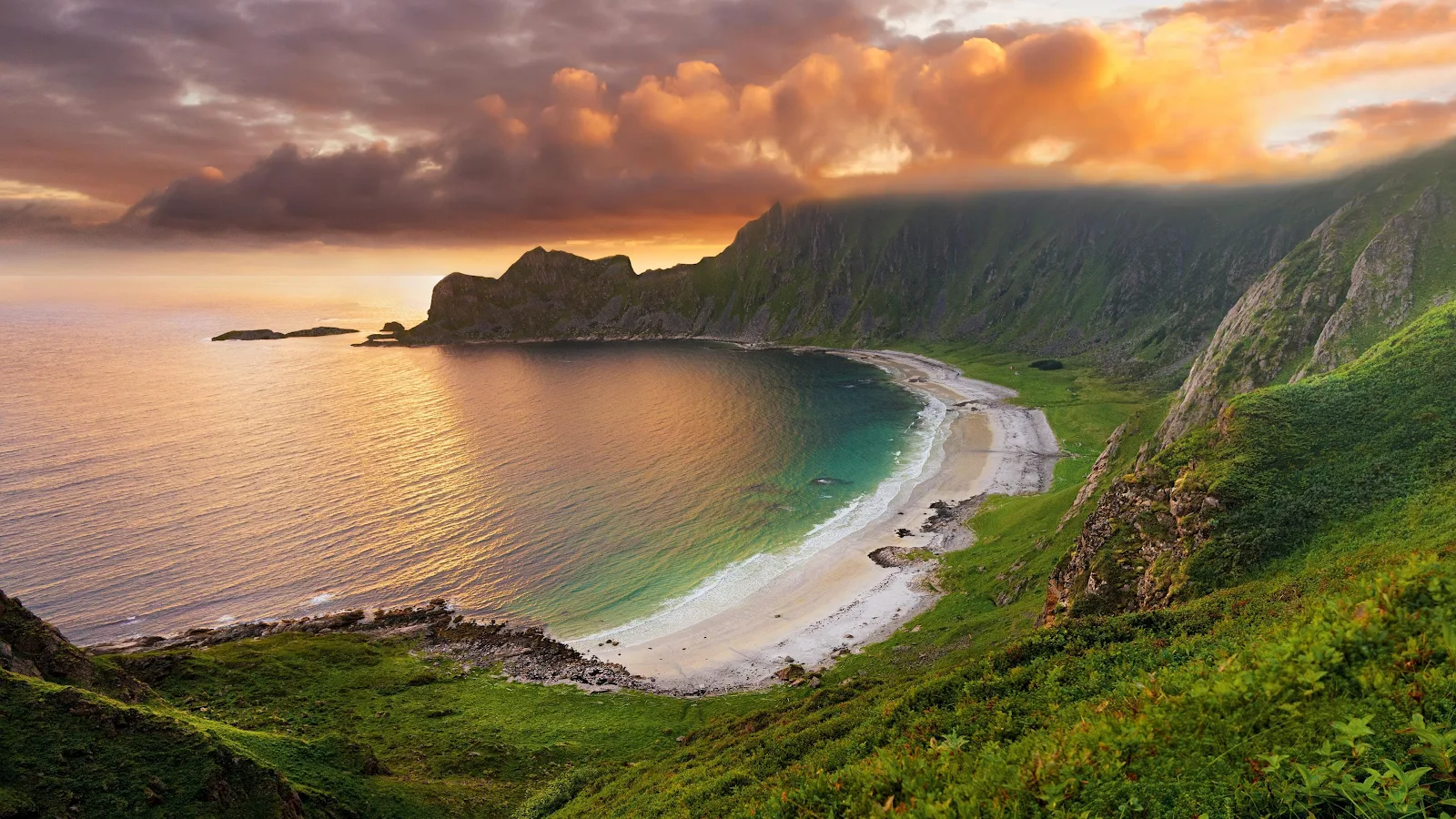Nature, Sea, Bay, Sunset, Sky 4K Desktop Wallpaper