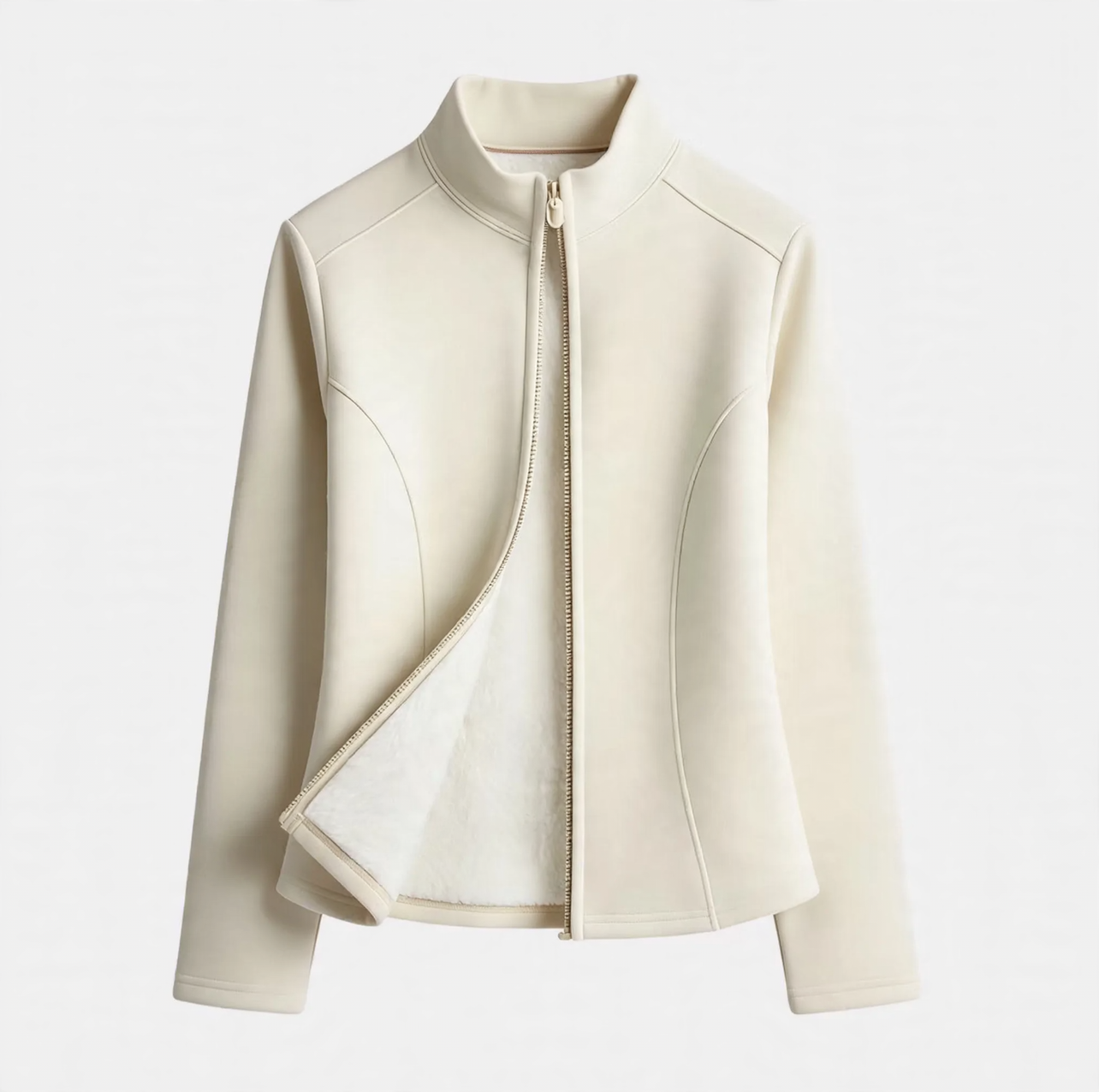 Padded women's yoga jacket with a tailored fit and zipper