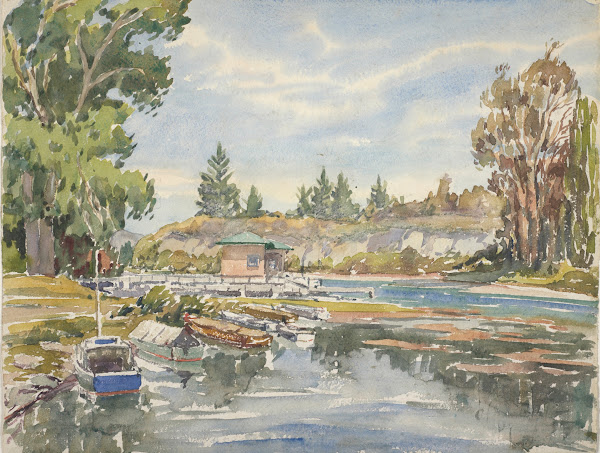 Lake Taupo outlet 1920s