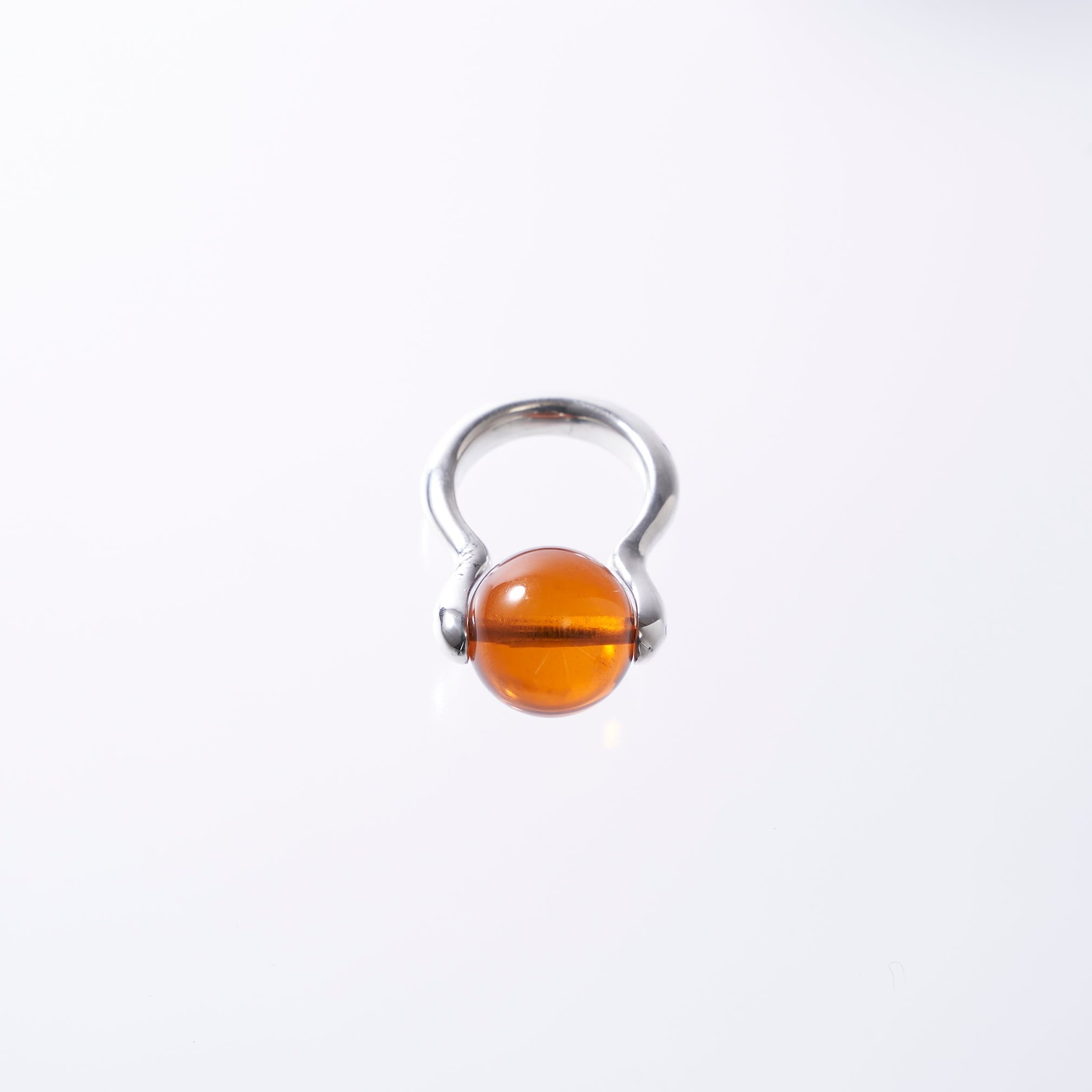 Серебрянное кольцо с круглым янтарем