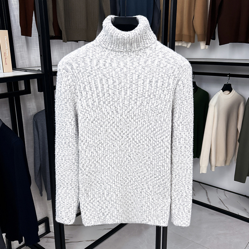 Men's Turtleneck Sweater with Wool Blend and Lining