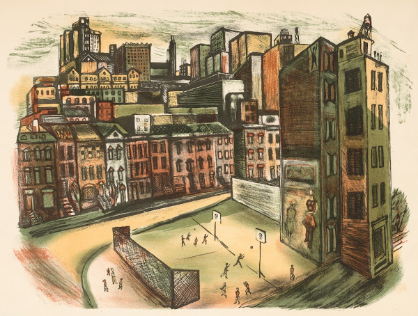 City Scene with Playground ca 1933 1943