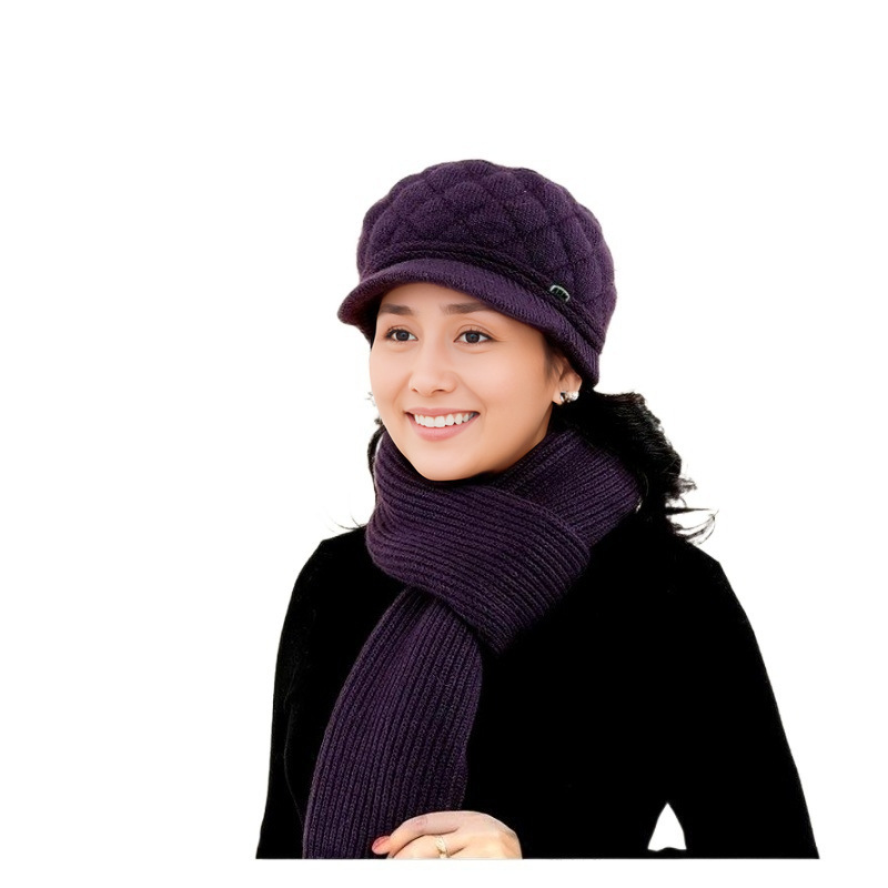 Winter-Set: Strick-Baskenmütze und Schal für Damen
