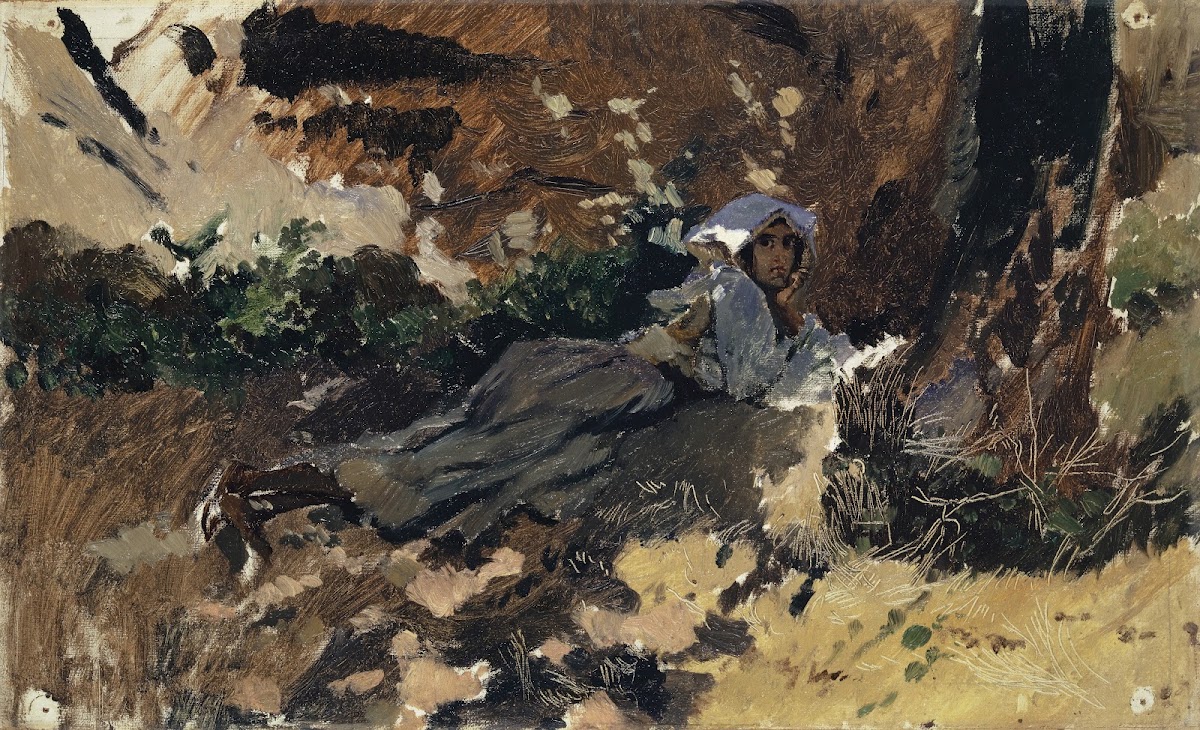 Young Woman Lying in the Wood