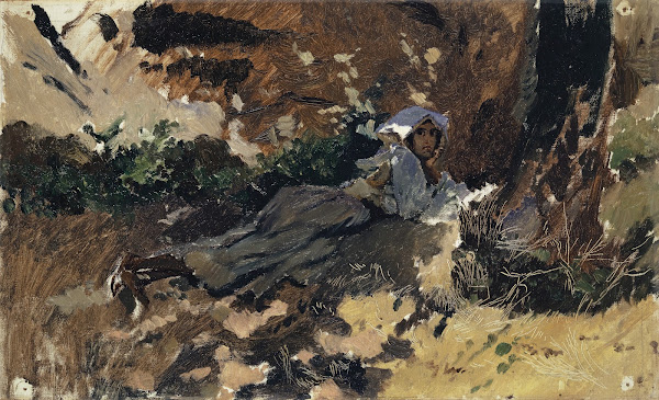 Young Woman Lying in the Wood