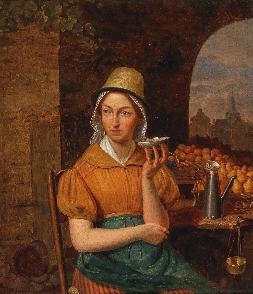 A Fruit Seller with a Town in the Background 19th century