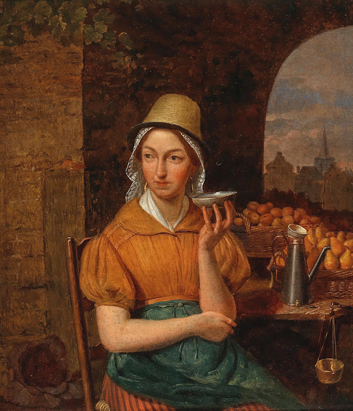A Fruit Seller with a Town in the Background 19th century