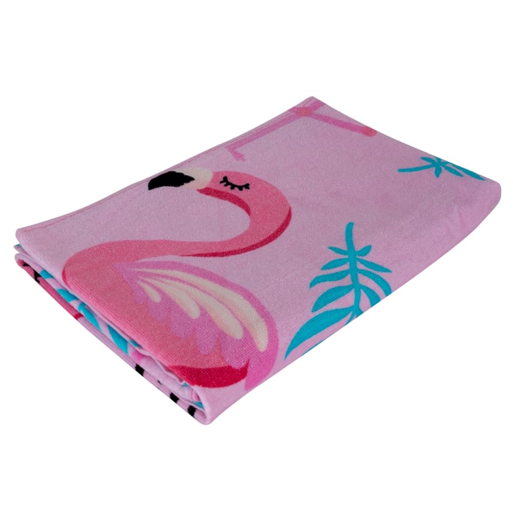 Toalla de playa de algodón Moda™ diseño flamingos multicolor