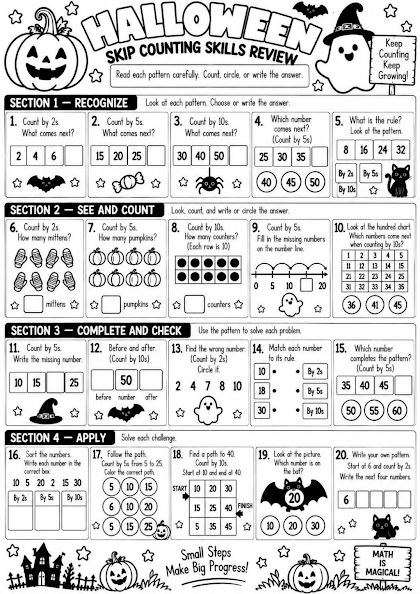 HALLOWEEN SKIP COUNTING SKILLS REVIEW