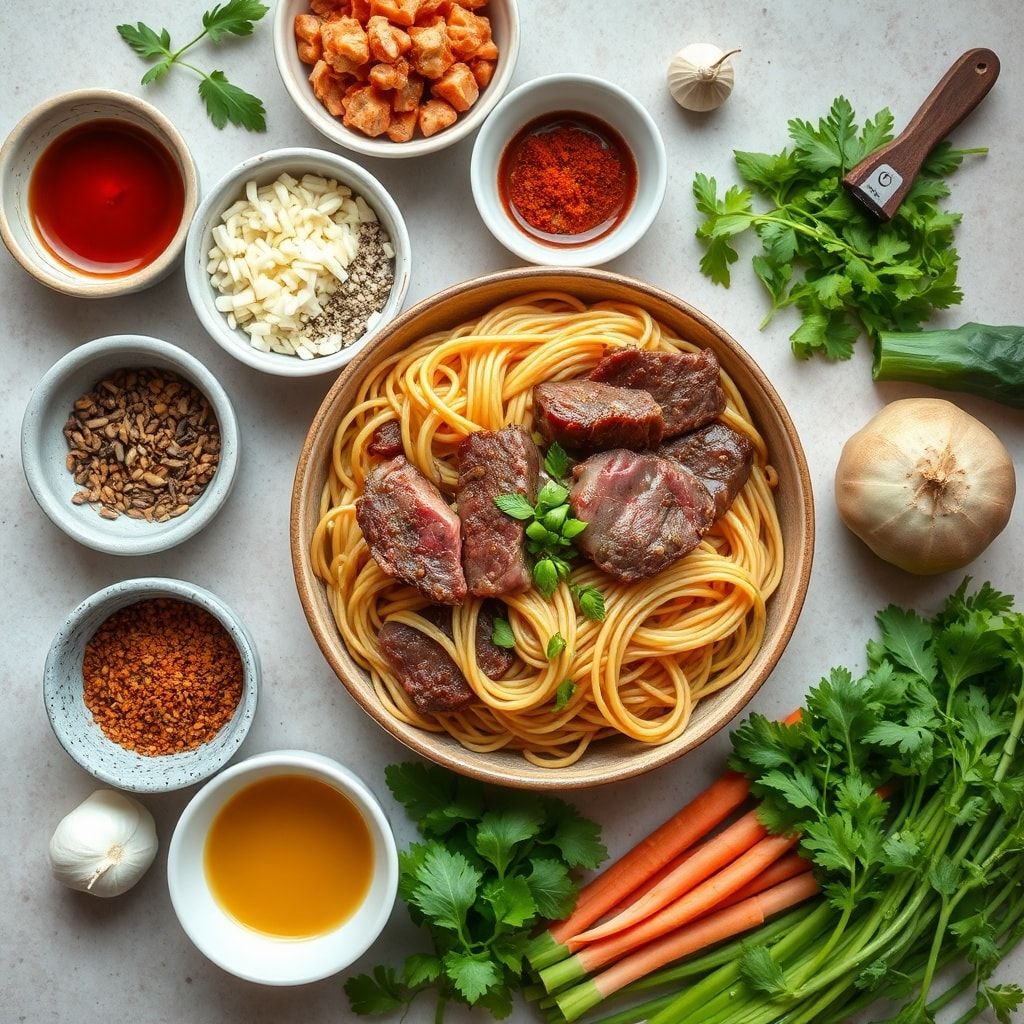 Ingredients for Slow Cooker Korean Beef Noodles Recipe for Easy Dinner – Set-It-and-Forget-It Comfort