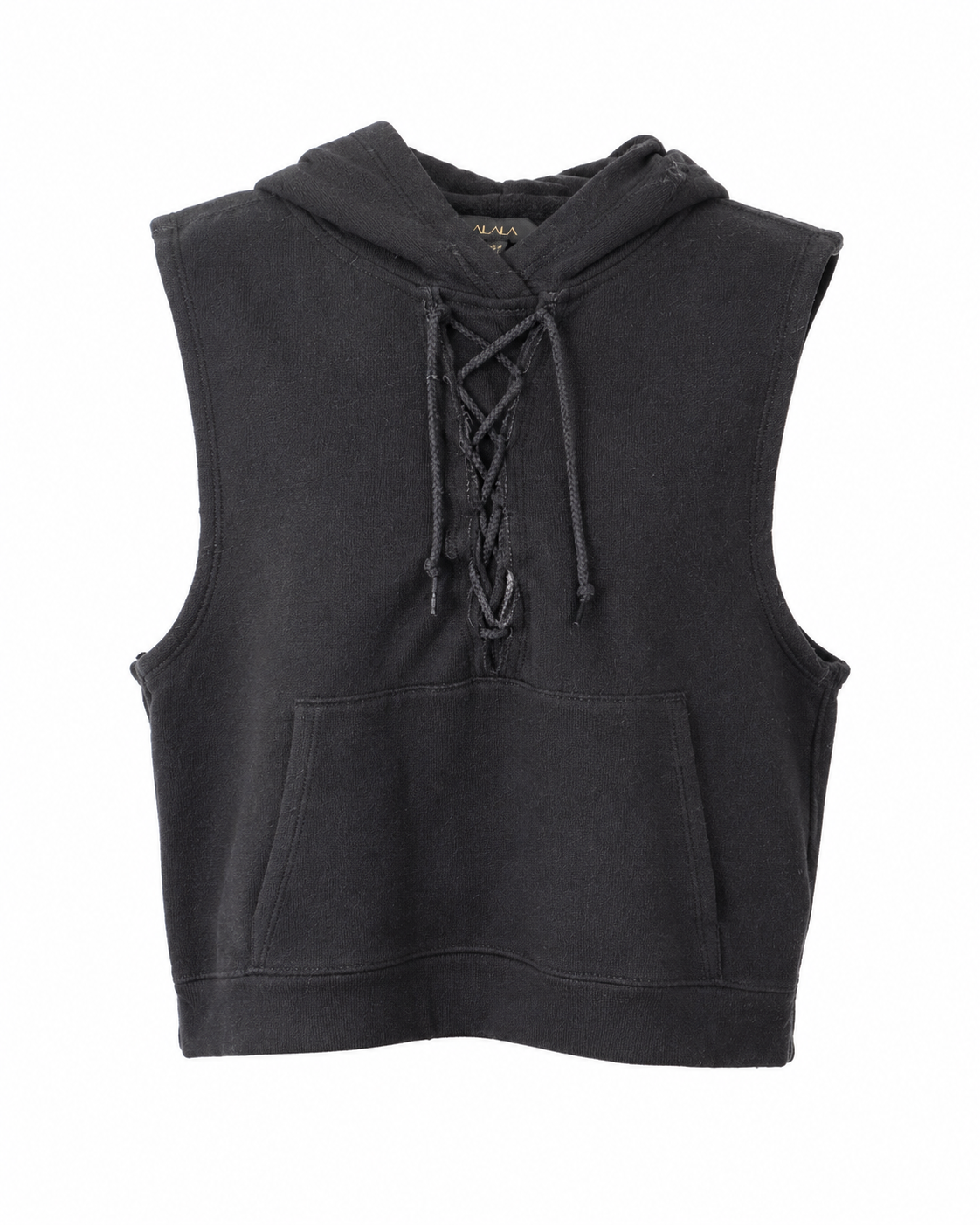 Dama - Tricou hanorac ALALA negru fără mâneci cu glugă - XS