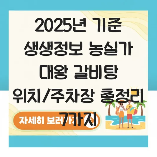 생생정보 대왕 갈비탕 맛집 당산역 농실가 위치 및 단체 방문 시 주차장 이용 안내 대표 이미지