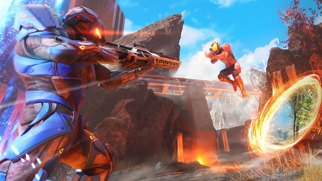 Splitgate 2 game logo with a representation of the development team's resilience