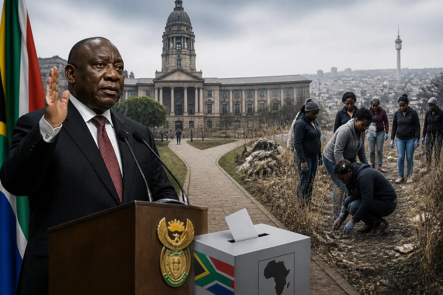 Editorial image for South African president vows justice as more women's bodies found near Johannesburg