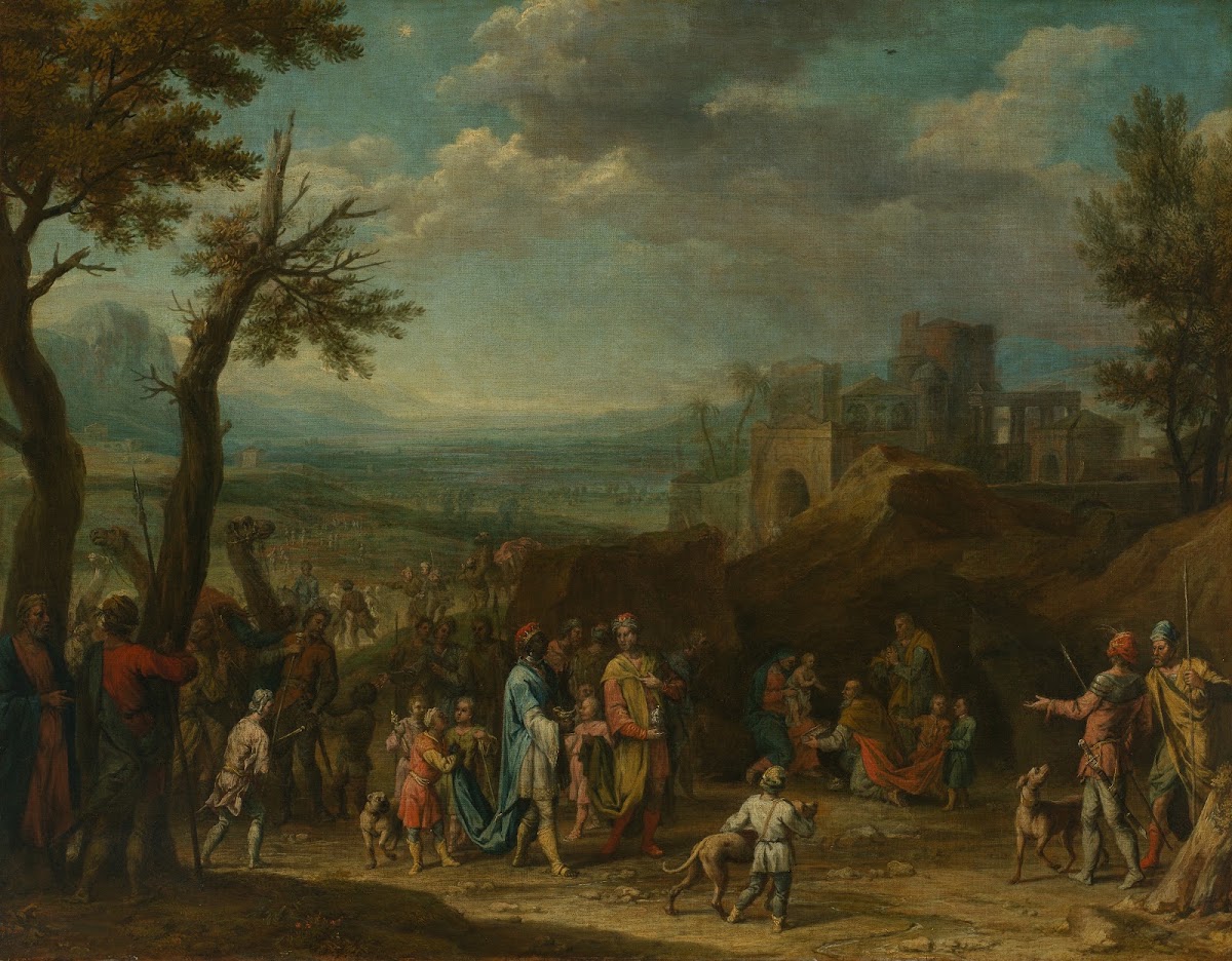 Anbetung der Könige vor weiter Landschaft