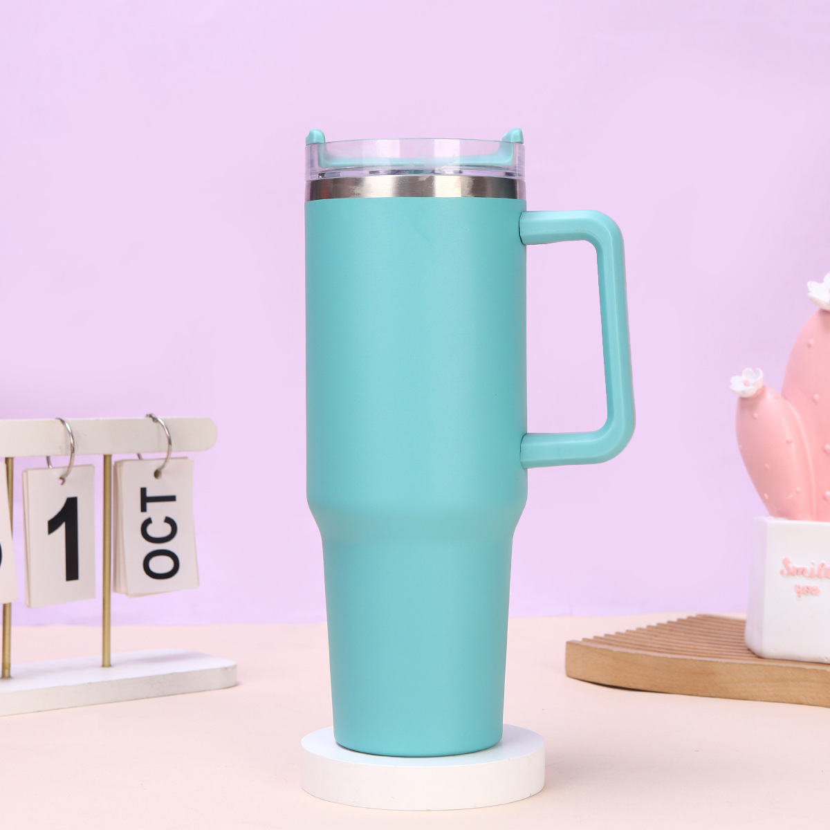Insulated mug 40oz with straw and handle