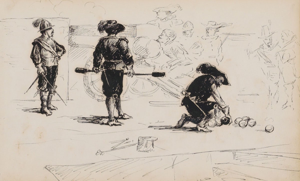 Militairen bij een kanon 1880
