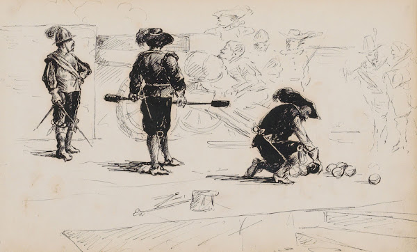 Militairen bij een kanon 1880