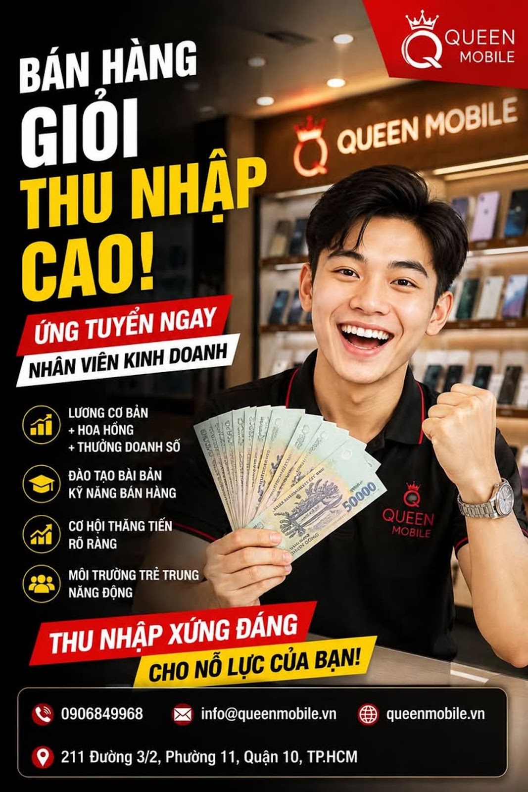 TUYỂN NHÂN VIÊN KINH DOANH – QUEEN MOBILE

#TuyểnDụng #QueenMobile #NhânViênKinh...
