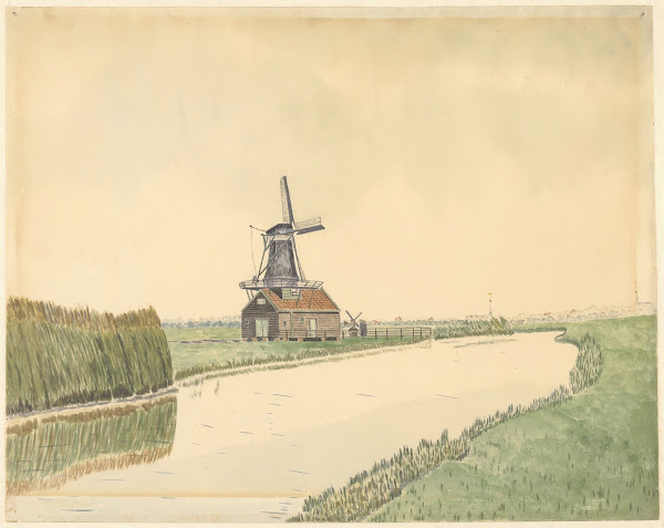 Doppenmolentje Het Vliegend Hert Engewormerringsloot Op de achtergrond r twee to