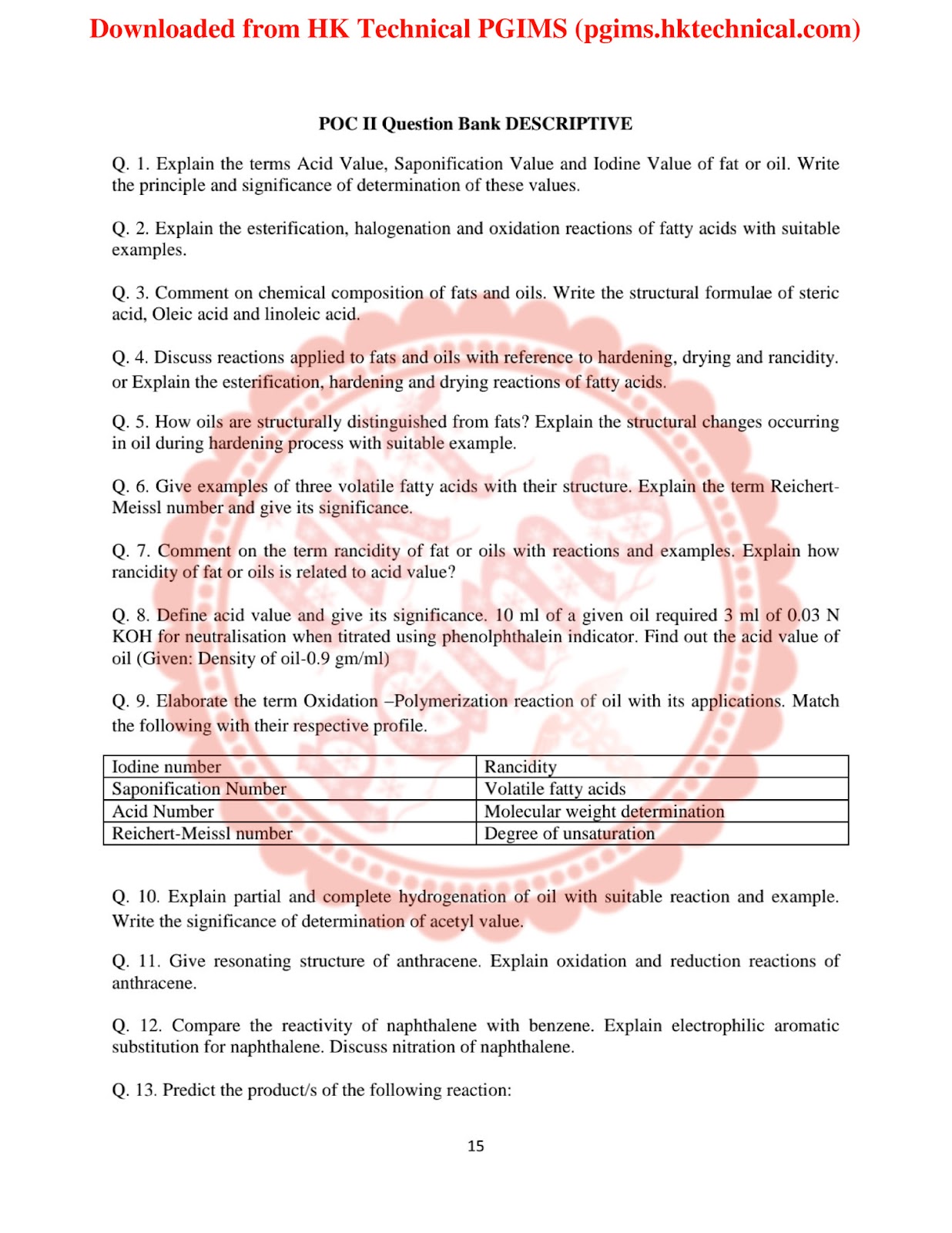 POC - II Question Bank Descriptive SPBC COP 3rd Semester B.Pharmacy Previous Year's Question Paper,BP301T Pharmaceutical Organic Chemistry II,BPharmacy,Previous Year's Question Papers,BPharm 3rd Semester,Sharada kadu - S.P.B.C.COP,
