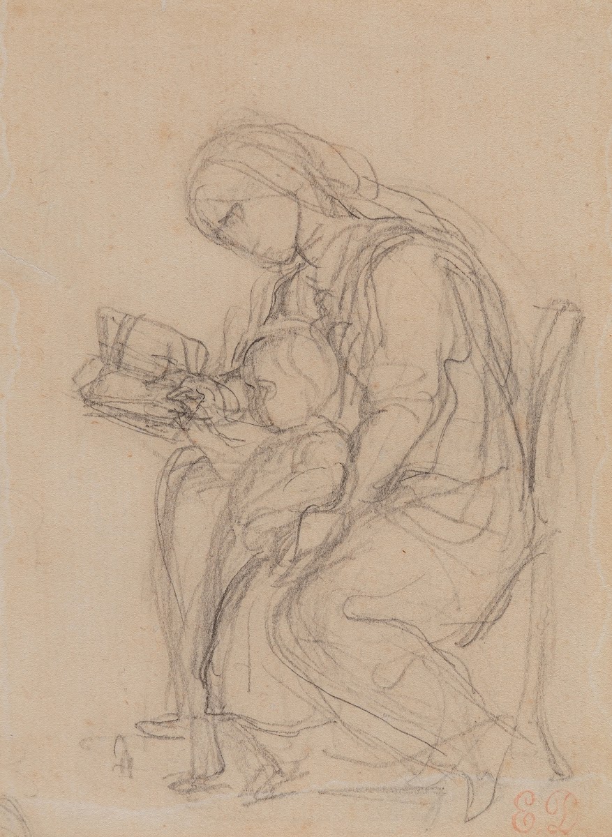 Mother and child reading The Education of the Virgin