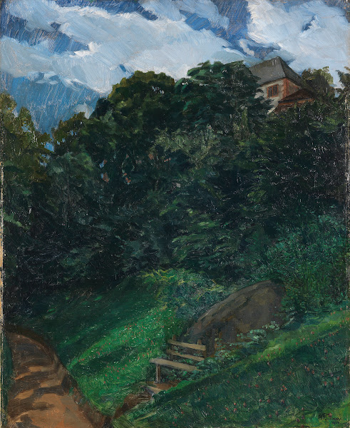 Schlosspark Lichtenberg mit Bank Odenwald 1900