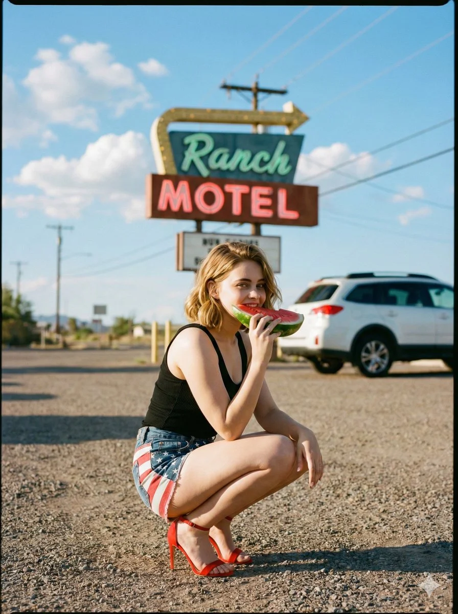Moda editorial para un viaje nostálgico de verano por carretera