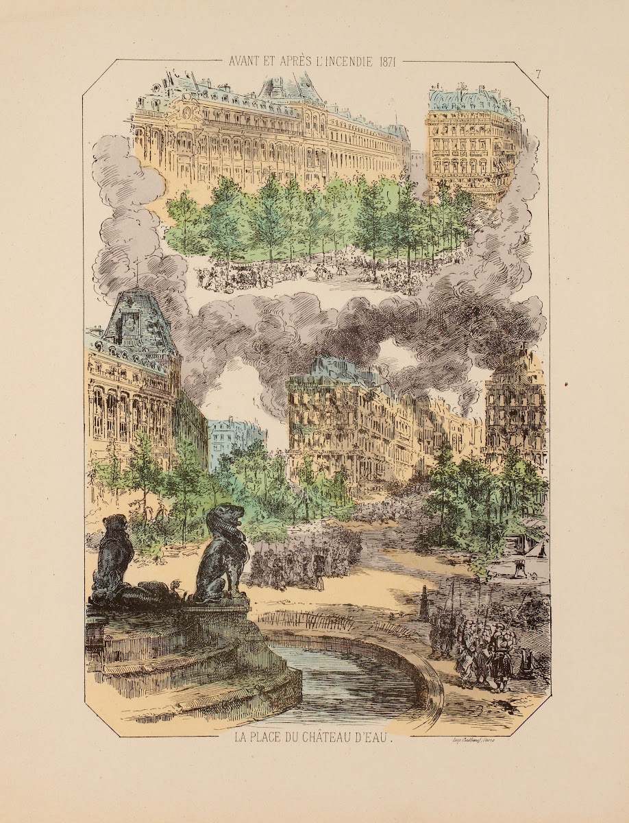 Avant et après lincendie 1871 La place du Château deau 7 1871