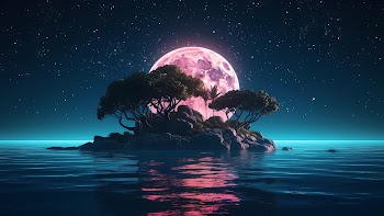 Island Night Moon Wallpaper