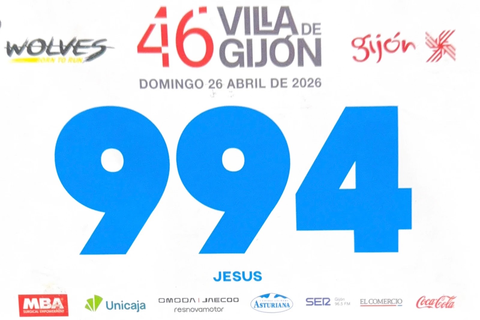 Dorsal de Cross Villa de Gijon